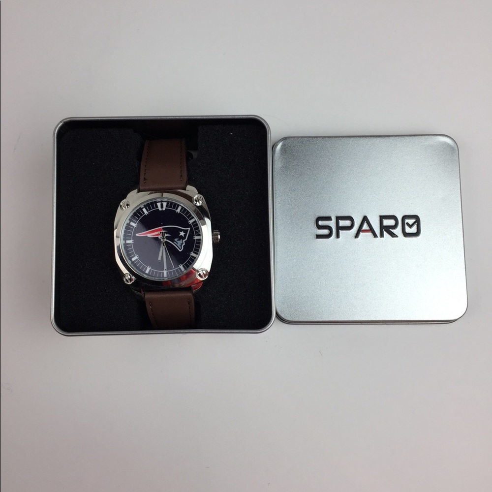 Men's NFL Sparo New England Patriots Leather Watch